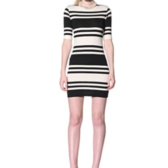 French Connection Jag Striped Stretch Mini Dress-6 - Picture 2 of 8